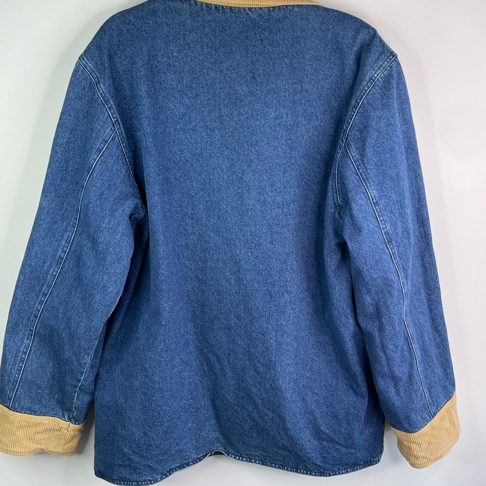 Vintage Herman Geist 90’s  Reversible Barn Coat Denim-Plaid Corduroy Size L - Picture 5 of 12